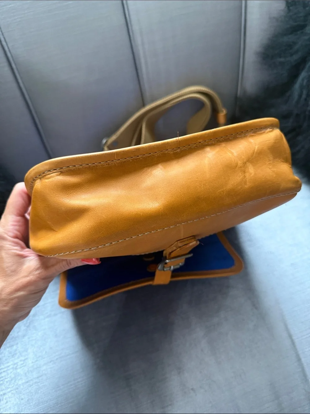 Cole Haan Blue and Tan Messenger Crossbody Bag